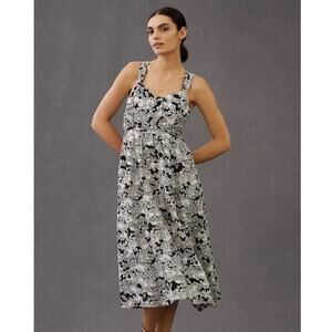 NEW Anthropologie Linen Printed Midi Dress Sz 6